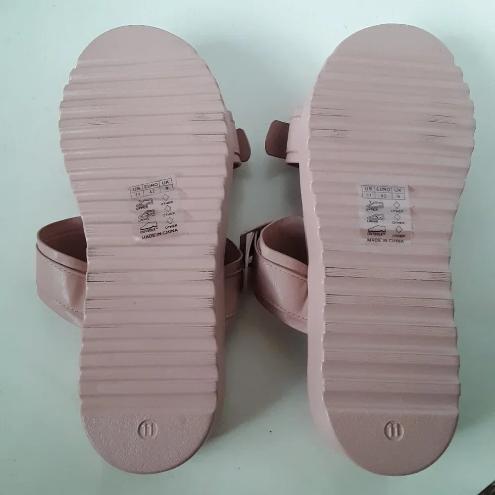 Platform Sandal size 11M Women's Pale Pink Color Faux Leather